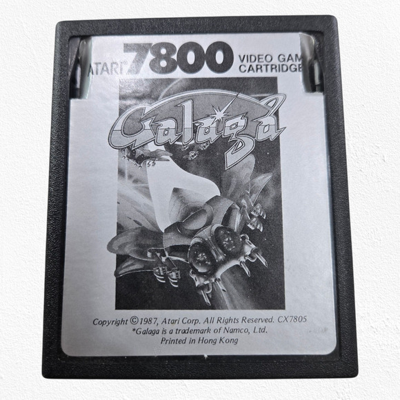 Vintage Atari 7800 Galaga Video Game Cartridge 1987 CX7805 Retro Gaming - Picture 1 of 4